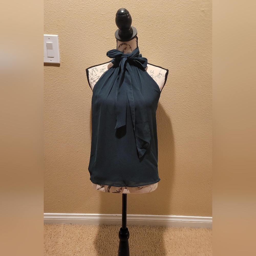 Express Dark Teal High Neck; Tie NBlousr